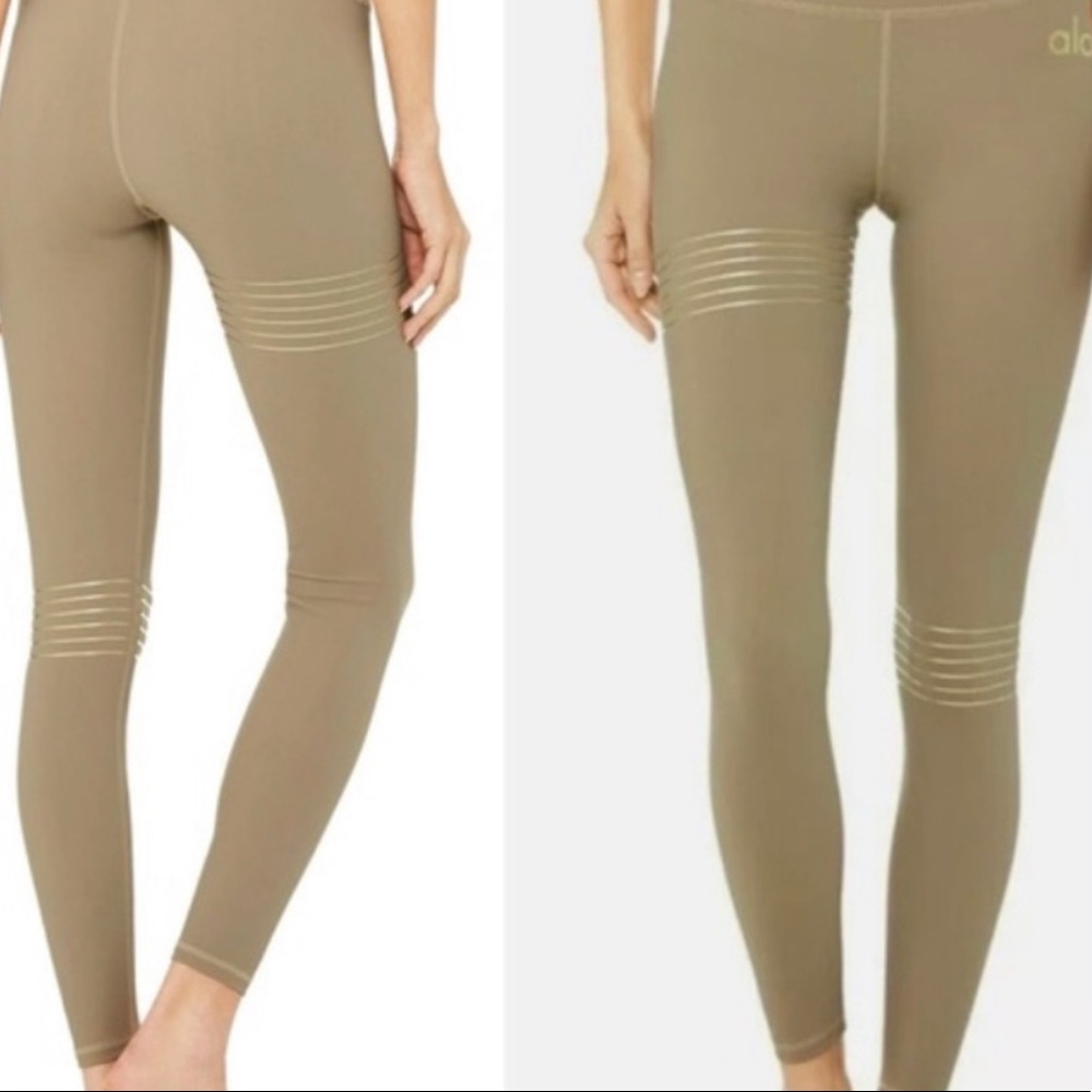 Tan Alo leggings with gold rings around legs